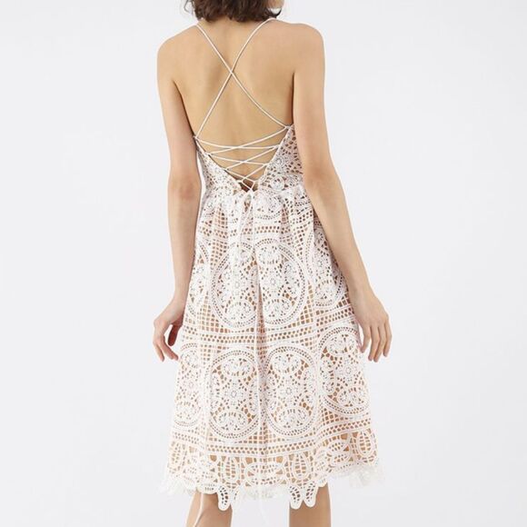 NWT Chicwish Moonlit Night Cross Back Crochet Cami Dress White Lined Bridal S - Picture 2 of 15